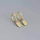 Vintage Square Star Drop Earrings for Women Daily Wear European Jewelry