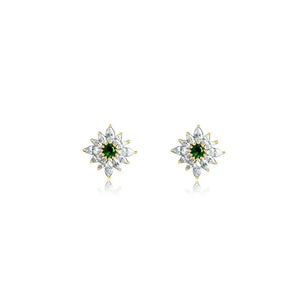 925 Sterling Silver Zircon Flower Stud Earrings for Women