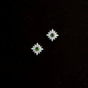 925 Sterling Silver Zircon Flower Stud Earrings for Women