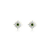 925 Sterling Silver Zircon Flower Stud Earrings for Women