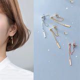 925 Silver Cuban Link Chain Bead Stud Earrings for Women