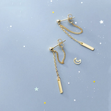 925 Silver Cuban Link Chain Bead Stud Earrings for Women