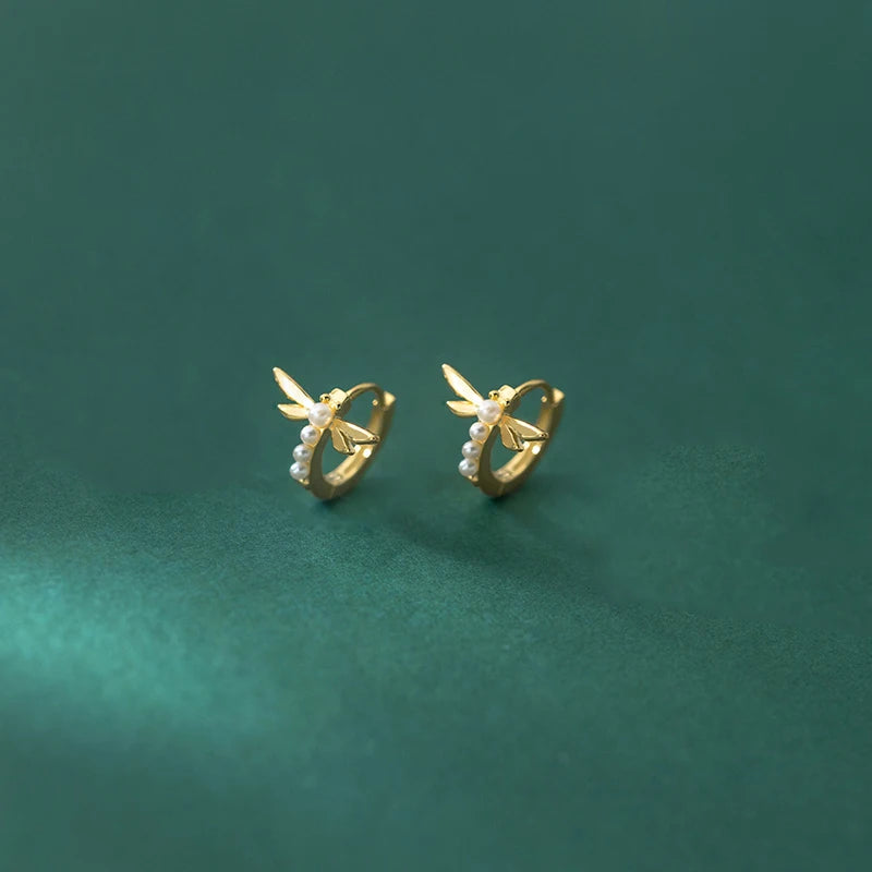 925 Silver Dragonfly Hoop Earrings For Women European Style Jewelry