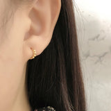 Bohemian 925 Silver Hoop Earrings Round Beads Ear Buckle