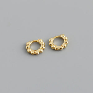 Bohemian 925 Silver Hoop Earrings Round Beads Ear Buckle