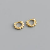 Bohemian 925 Silver Hoop Earrings Round Beads Ear Buckle