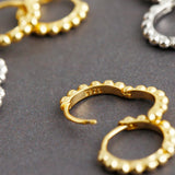 Bohemian 925 Silver Hoop Earrings Round Beads Ear Buckle