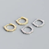Boho Geometric Zircon Huggie Earrings 925 Silver