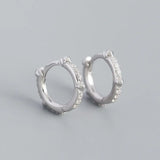 Boho Geometric Zircon Huggie Earrings 925 Silver