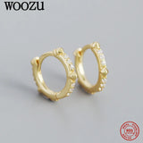 Boho Geometric Zircon Huggie Earrings 925 Silver