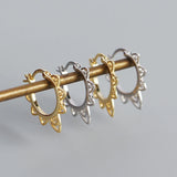 Vintage Flower 925 Silver Hoop Earrings European Party Jewelry