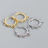 Vintage Flower 925 Silver Hoop Earrings European Party Jewelry