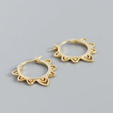 Vintage Flower 925 Silver Hoop Earrings European Party Jewelry
