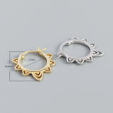 Vintage Flower 925 Silver Hoop Earrings European Party Jewelry