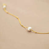 Baroque Pearl Bead Chain Bracelet 925 Sterling Silver Jewelry