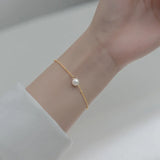 Baroque Pearl Bead Chain Bracelet 925 Sterling Silver Jewelry