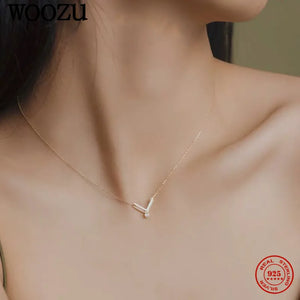925 Silver V Pav? Zircon Pendant Chain Necklace Women