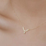 925 Silver V Pav? Zircon Pendant Chain Necklace Women