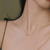 925 Silver V Pav? Zircon Pendant Chain Necklace Women