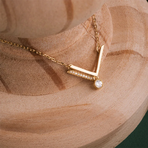 925 Silver V Pav? Zircon Pendant Chain Necklace Women