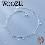 925 Silver Cuban Chain Zircon Anklet for Women