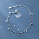 925 Silver Cuban Chain Zircon Anklet for Women
