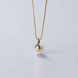 Geometric Baroque Pearl Chain Pendant Necklace 925 Sterling Silver