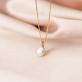 Geometric Baroque Pearl Chain Pendant Necklace 925 Sterling Silver