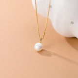 Geometric Baroque Pearl Chain Pendant Necklace 925 Sterling Silver