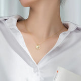 Punk 925 Silver Round Pendant Necklace for Women