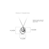 Punk 925 Silver Round Pendant Necklace for Women