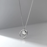 Punk 925 Silver Round Pendant Necklace for Women