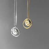 Punk 925 Silver Round Pendant Necklace for Women