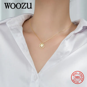 Punk 925 Silver Round Pendant Necklace for Women