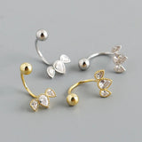 Crystal Zircon Stud Earrings 925 Sterling Silver Piercing Jewelry