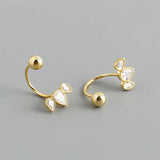 Crystal Zircon Stud Earrings 925 Sterling Silver Piercing Jewelry