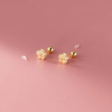 French Flower Zircon Stud Earrings 925 Sterling Silver