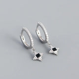French Rock Square Zircon Pendant Drop Earrings 925 Sterling Silver