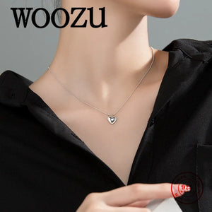 Heart Pendant Necklace 925 Silver Women