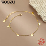 925 Sterling Silver Small Round Disc Anklet - Women Foot Leg Jewelry