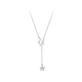 925 Silver Star Zircon Chain Necklace for Women