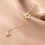 925 Silver Star Zircon Chain Necklace for Women