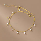 925 Silver Baroque Pearl Anklet for Women, Summer Beach Jewelry Gift