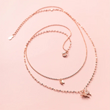 925 Silver Double Butterfly Pendant Necklace Romantic Insect Jewelry