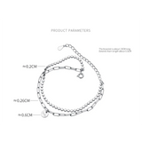 925 Silver Double Disc Letter Link Chain Charm Bracelet Women