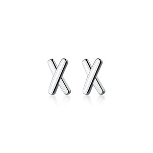 925 Silver Cross Stud Earrings Women Girl Kid Jewelry Gift