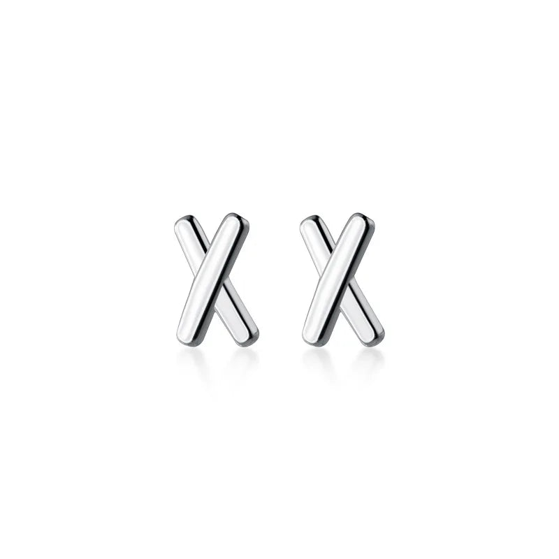 925 Silver Cross Stud Earrings Women Girl Kid Jewelry Gift