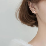 925 Silver Letter X Zircon Cross Stud Earrings for Women