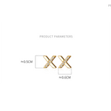 925 Silver Letter X Zircon Cross Stud Earrings for Women