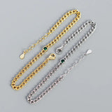 925 Silver Mini Green Zircon Bracelet for Women Unisex
